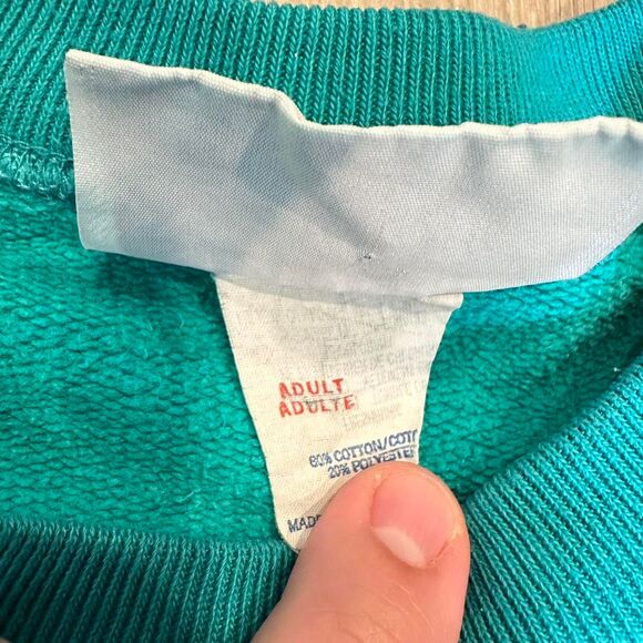 1990s VANCOUVER crewneck sweatshirt jumper - blue and multicoloured Size S. - Picture 6 of 7